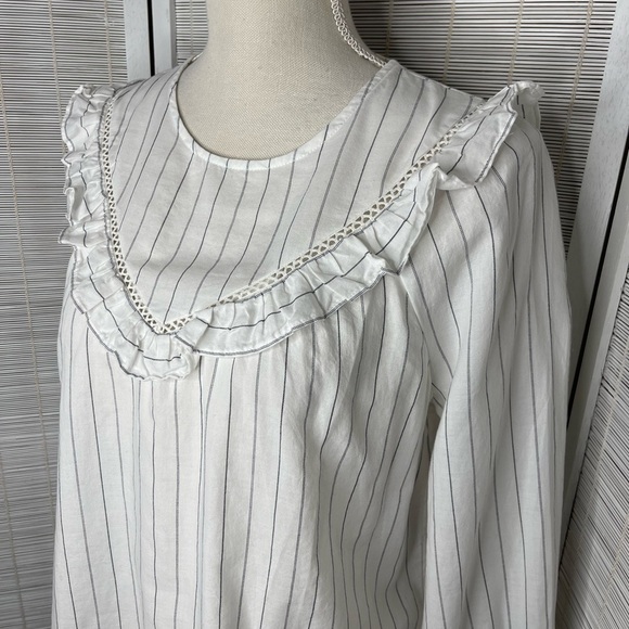 Madewell Ruffle Yoke Prairie Top Pinstripe Size S New with Tags - Picture 2 of 9